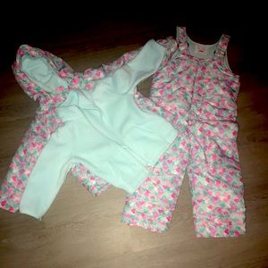 Girls winter coat with liner and ski bibs